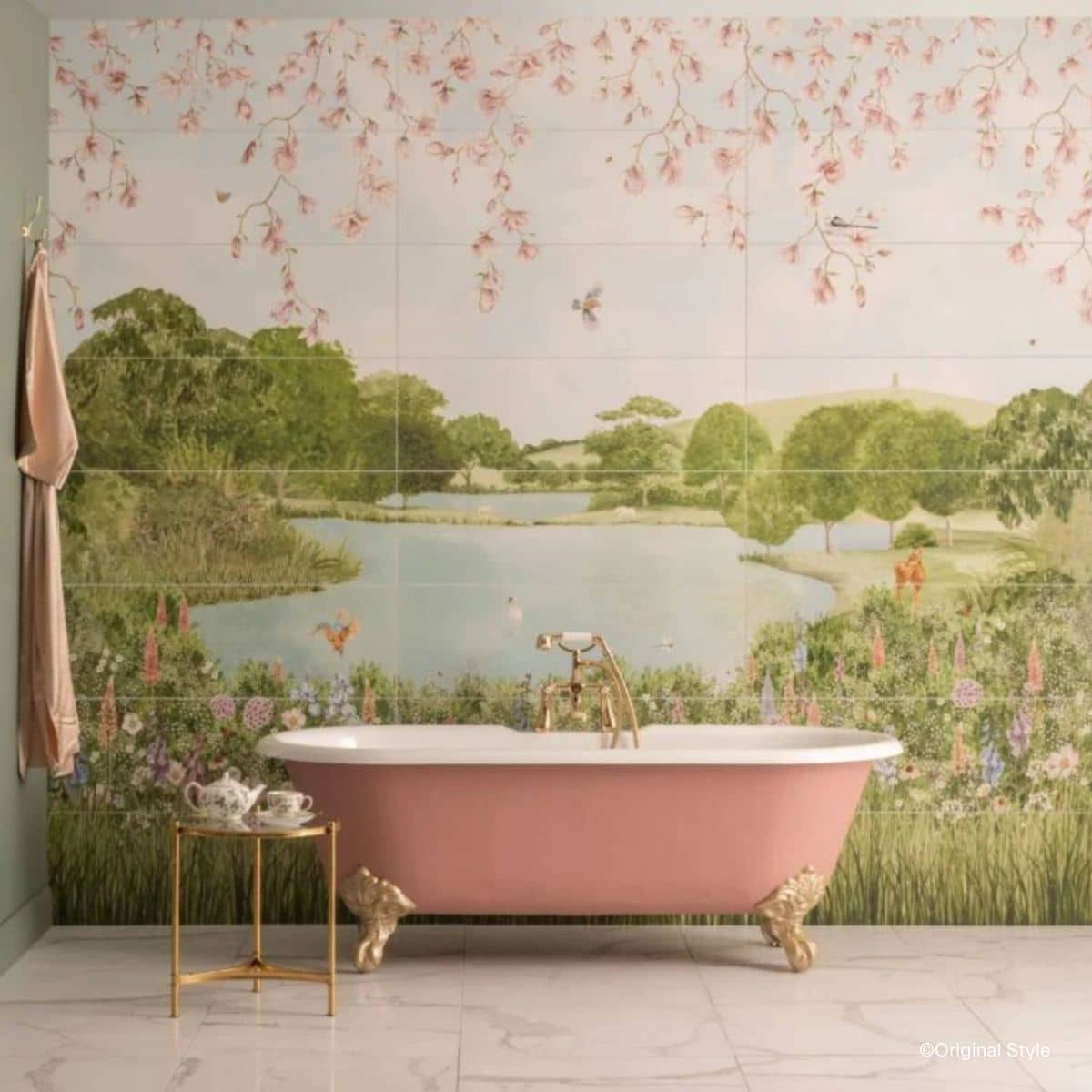 Wand mit Original Style Vintage-Mural mit Thema "English Garden"