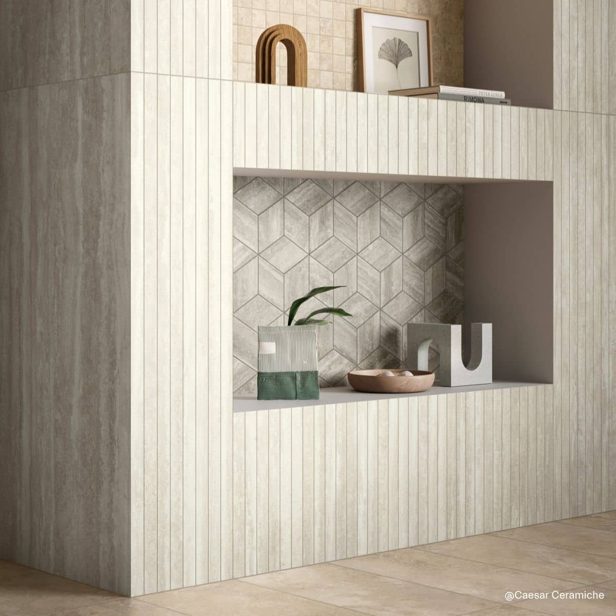 caesar-ceramiche-iconica-rustic-contro-classico-intro Hexagon Wandfliesen als Akzentwand