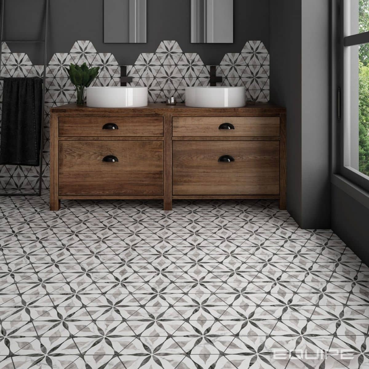 equipe-bardiglio-flower Hexagon Bodenfliesen gemustert
