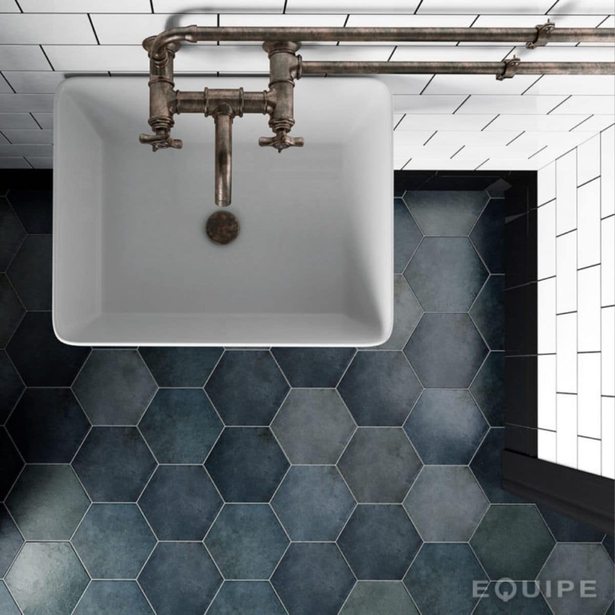 equipe-heritage-indigo Hexagon Bodenfliesen in Blau Equipe Heritage Indigo