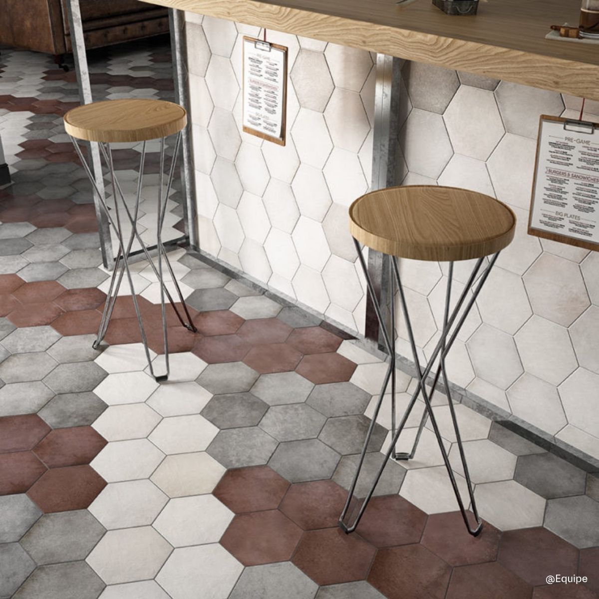 equipe-snow-shadow-wine Equipe Hexagon Fliesen Weiß Grau Weinrot