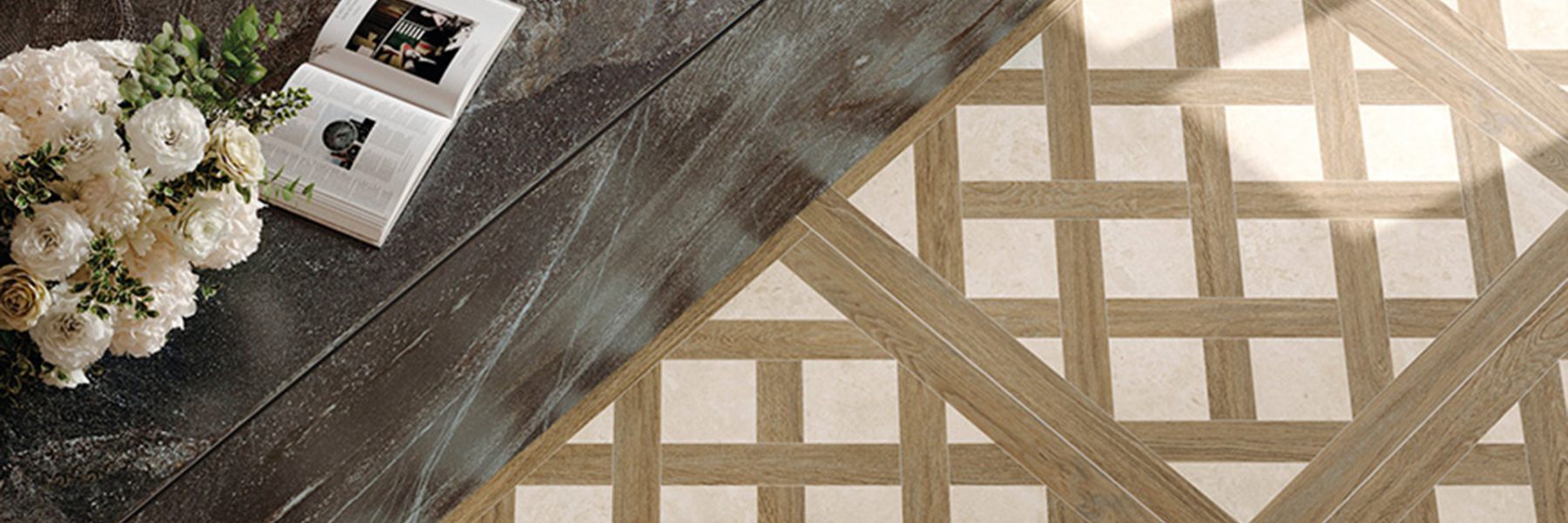 Holzoptik-Fliesen mit besonderem Kassettenmuster aus der Serie Armonie von Iris Ceramica