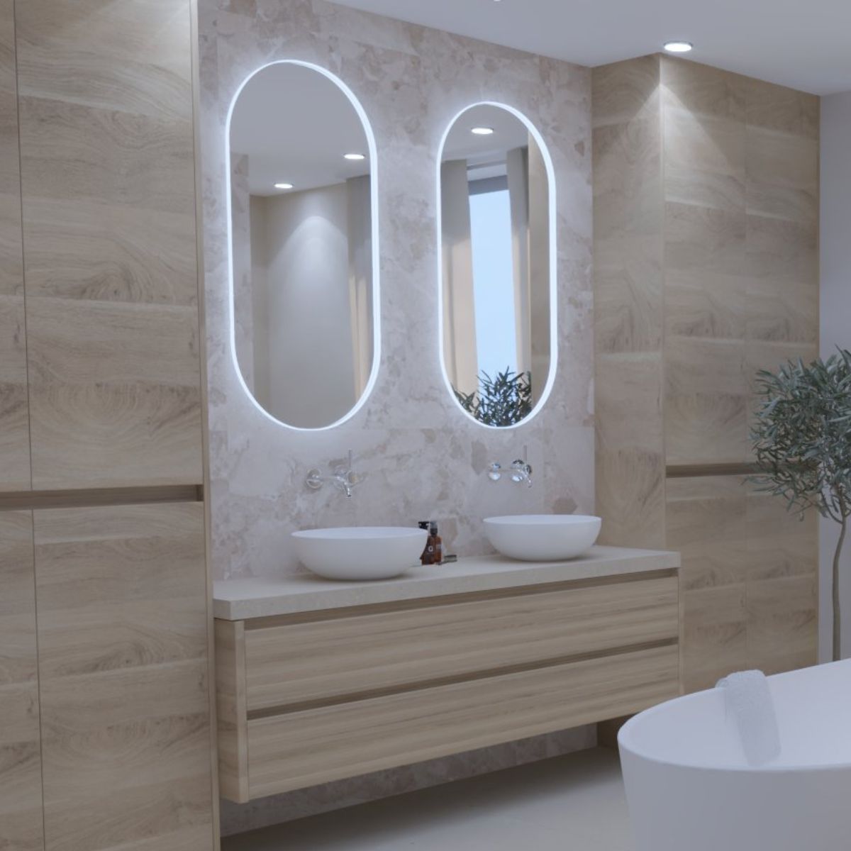 Visualierung: Wandfliesen in Marmoroptik im Badezimmer